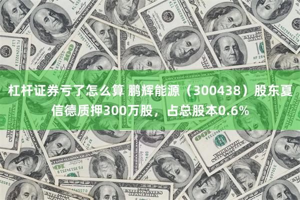 杠杆证券亏了怎么算 鹏辉能源（300438）股东夏信德质押300万股，占总股本0.6%