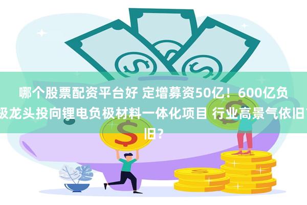 哪个股票配资平台好 定增募资50亿！600亿负极龙头投向锂电负极材料一体化项目 行业高景气依旧？